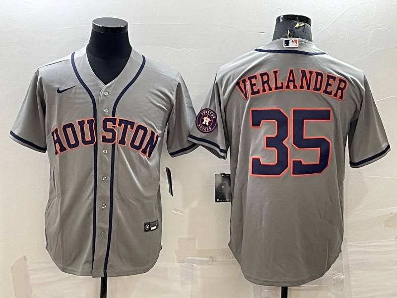 Men's Houston Astros #35 Justin Verlander Gray With Patch Cool Base Stitched Jersey Men's Houston Astros #35 Justin Verlander Gray With Patch Cool Base Stitched Jersey
